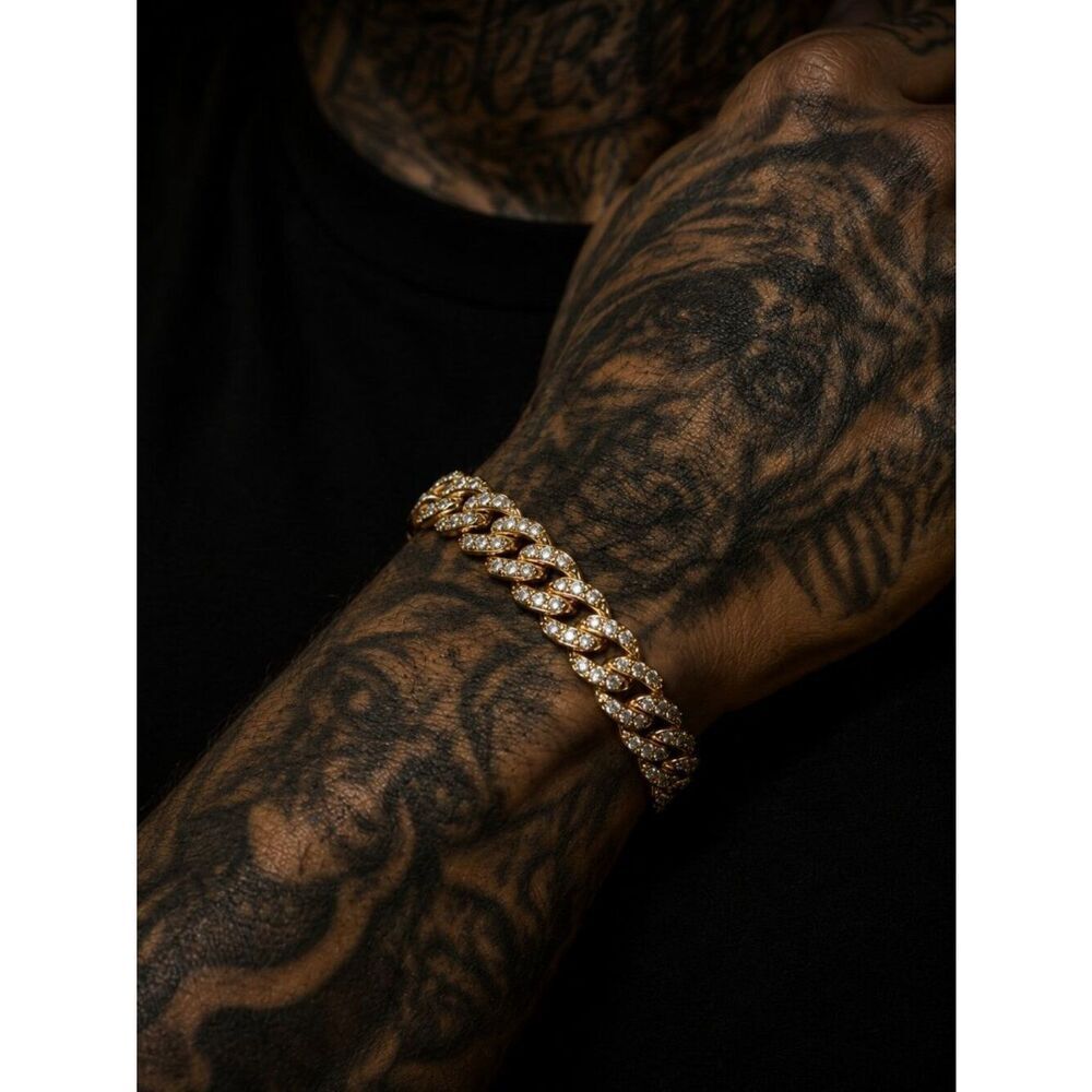 14k Gold Plated Large Simulated Diamond Bracelet